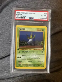 Pokemon TCG Oddish Jungle 1st Edition Common Card 58/64, Regular PSA 6 - Image 1