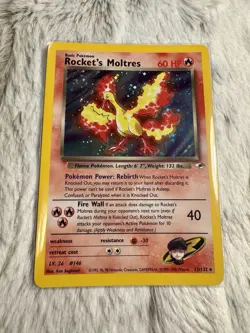 Pokemon Rockets Moltres Holo Rare Card 12/132 Gym Heroes Unlimited - Image 1