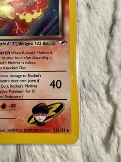 Pokemon Rockets Moltres Holo Rare Card 12/132 Gym Heroes Unlimited - Image 3