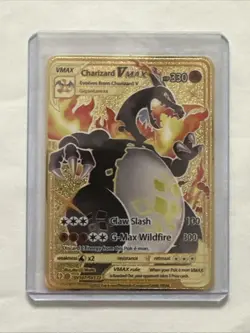 Pokemon gold metal Charizard Vmax Card⭐ Display Art ⭐Gift⚡FLASH SALE⚡ - Image 1
