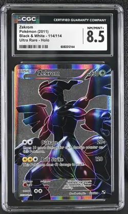 CGC 8.5 Zekrom 2011 Black & White 114/114 Ultra Rare Holo Pokemon Card - Image 1