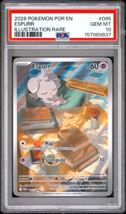 2026 POKEMON POR EN-PERFECT ORDER ILLUSTRATION RARE #095 ESPURR PSA 10 LOW POP - Image 1