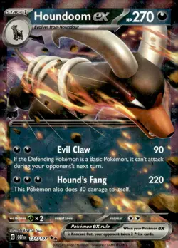 Houndoom ex 134/197 Double Rare Obsidian Flames Pokemon NM - Image 1