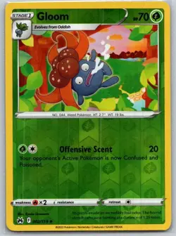Gloom 002/159 Uncommon Crown Zenith Pokemon Reverse Holo Near Mint - Image 1
