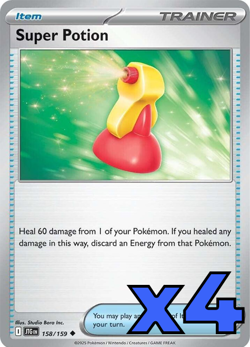 4x Super Potion 158/159 Sv09: Journey Together PLAYSET x4 - Pokemon TCG - NM - Image 1