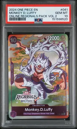 2024 ONE PIECE OFFLINE REGIONALS PACK 2024 VOL.2 #041 MONKEY D. LUFFY PSA 10 - Image 1