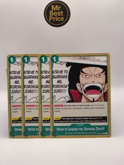 One Piece - 4x OP14-036 Strive to Surpass me, Roronoa Zoro!!! Uncommon NM - Image 1