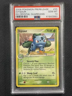 Pokemon Cards PSA 10 GEM MT Ivysaur Pre-Release Ex Crystal Guardians 2006 35/100 - Image 1