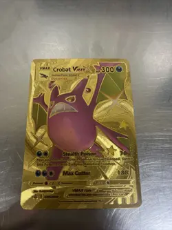 Crobat VMAX Metal Gold Foil Pokemon Card Fan Art Display Card HP15300 - Image 1