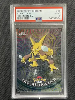 Pokemon Cards PSA 9 MINT Alakazam Topps Chome T.V. 2000 Ultra Rare #65 - Image 1