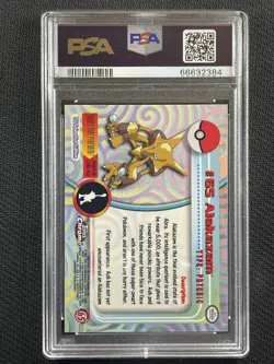 Pokemon Cards PSA 9 MINT Alakazam Topps Chome T.V. 2000 Ultra Rare #65 - Image 2