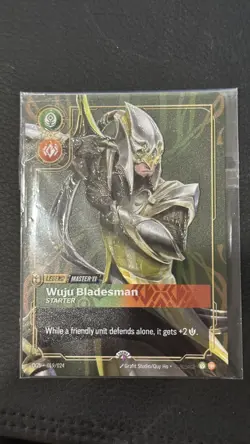 Riftbound Master Yi - Wuju Bladesman Plated Metal Prize Card, 1 of 35 - Image 1