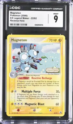 CGC 9 MINT Magneton 22/92 EX Legend Maker Reverse Holo Stamped Pokemon Card - Image 1