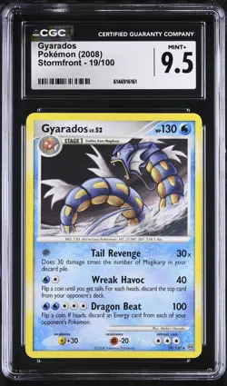 CGC 9.5 MINT+ Gyarados 19/100 Stormfront Non Holo Rare Pokemon Card - Image 1