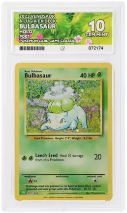 Pokemon TCG Card Bulbasaur 001/034 CLV Classic Collection *English* - ACE 10 - Image 1
