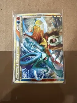 Pokemon TCG Suicune & Entei Legend Holo Card Unleashed TOP Half 94/95 LP Damaged - Image 1