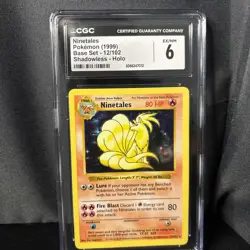 Ninetales 1999 Base Set 12/102 Shadowless Holo Vintage Pokemon Card CGC 6 EX/NM - Image 1