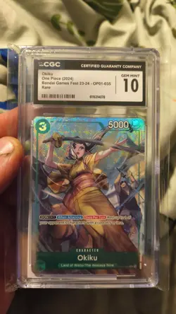 Okiku BANDAI CARD GAMES Fest. 23-24 Edition OP01-035 Gem Mint 10 - Image 1