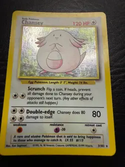 Pokemon TCG Base Set Chansey Holo Card #3/102 MP Condition - Image 2