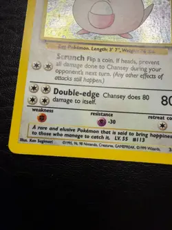 Pokemon TCG Base Set Chansey Holo Card #3/102 MP Condition - Image 5