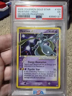 Pokemon Mewtwo Gold Star EX Holon Phantoms Card 103 - Image 1