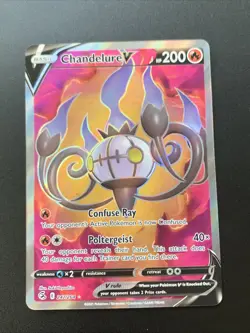Pokemon TCG Fusion Strike Chandelure v Full Art Holo Ultra Rare Card 247/264 - Image 1