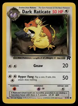 Dark Raticate 51/82 Common Team Rocket Pokemon Unlimited Lightly Played - Image 1