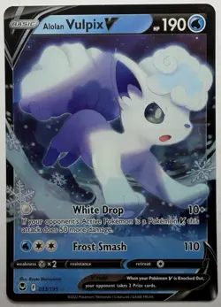 Pokemon TCG Alolan Vulpix V Sword & Shield - Silver Tempest 033/195 Holo... - Image 1