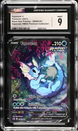 CGC 9 MINT Vaporeon V SWSH181 Premium Collection Black Star Promo FA Pokemon - Image 1