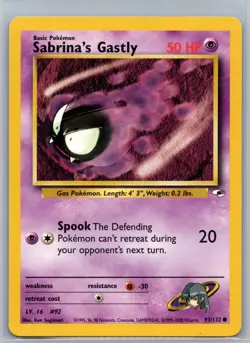 SABRINA'S GASTLY 93/132 COMMON GYM HEROES POKEMON UNLIMITED LIGHTLY PLAYED - Image 1