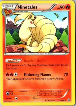 Ninetales 21/160 Primal Clash Near Mint Pokemon - Image 1