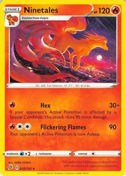 Ninetales 025/192 Rare Rebel Clash Pokemon Lightly Played - Image 1