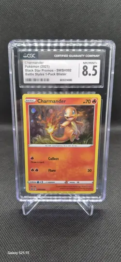Charmander SWSH092 Sword & Shield Promo Cosmo Holo Pokemon TCG MINT + 8.5 - Image 1