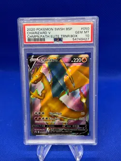 2020 Pokemon Champion’s Path Charizard V SWSH050 #050 Black Star Promo PSA 10 - Image 1