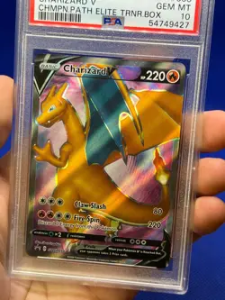 2020 Pokemon Champion’s Path Charizard V SWSH050 #050 Black Star Promo PSA 10 - Image 2