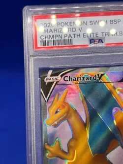 2020 Pokemon Champion’s Path Charizard V SWSH050 #050 Black Star Promo PSA 10 - Image 3