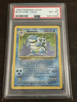 1999 POKEMON BASE SET UNLIMITED #2 BLASTOISE-HOLO PSA 8 - Image 1