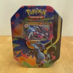 Pokemon TCG Mega Charizard Tin Mega Charizard X/Y EX 4 Packs English 2024 - Image 1