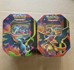 Pokemon Mega Charizard Tin Lot of 2 Charizard X & Y Trading Card Game 2023 - Image 1