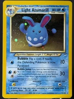 SWIRL 💫 Light Azumarill 13/105 Holo Rare Neo Destiny Pokemon Unlimited Holo LP - Image 1