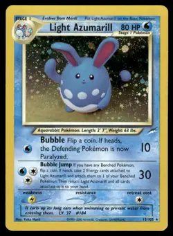 SWIRL 💫 Light Azumarill 13/105 Holo Rare Neo Destiny Pokemon Unlimited Holo LP - Image 2