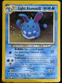 SWIRL 💫 Light Azumarill 13/105 Holo Rare Neo Destiny Pokemon Unlimited Holo LP - Image 4