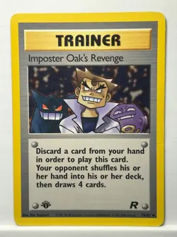 Imposter Oak's Revenge 76/82 Team Rocket Pokemon 1st Edition LP Ken Sugimori - Image 1