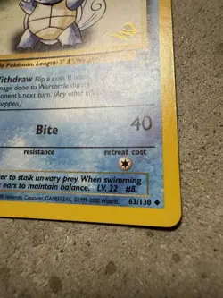 Pokemon Wartortle 63/130 W Stamp Promo Base Set 2 Uncommon WOTC 2000 - Image 4