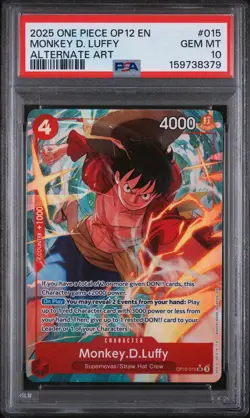 2025 ONE PIECE OP12-LEGACY OF THE MASTER ALTERNATE ART MONKEY D. LUFFY PSA 10 - Image 1