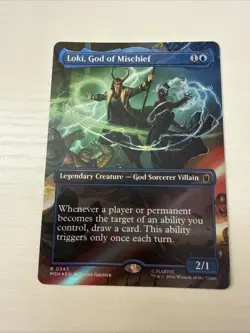 Magic The Gathering Marvel "Loki, God Of Mischief" 343 FOIL BORDERLESS MYTH NM - Image 1