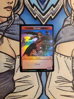 1x Dragon / Bird Dual-Sided Token FOIL - NM/M DMC DMU MTG Magic - Image 1