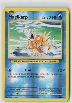 Magikarp 33/108 Common Evolutions Pokemon Reverse Holo Heavily Played - Image 1