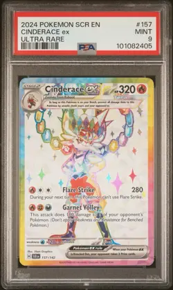 2024 Pokemon SV07 Stellar Crown Cinderace EX Ultra Rare 157/142 #157 PSA 9 - Image 1