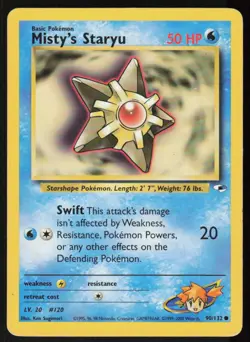 Misty's Staryu 90/132 Common Gym Heroes Pokemon Unlimited Damaged - Image 1